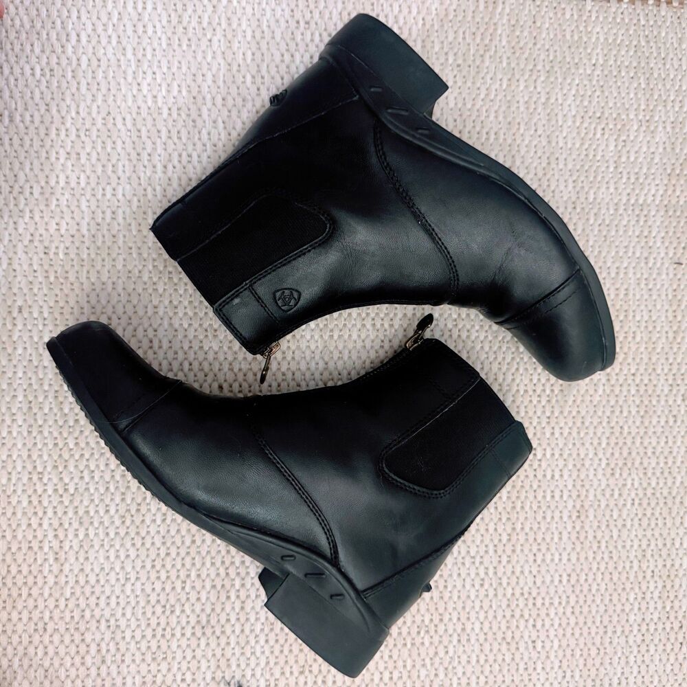 Ariat Youth Scout Zip Paddock Boots Kids Size 4 Black Leather Riding Boots EUC